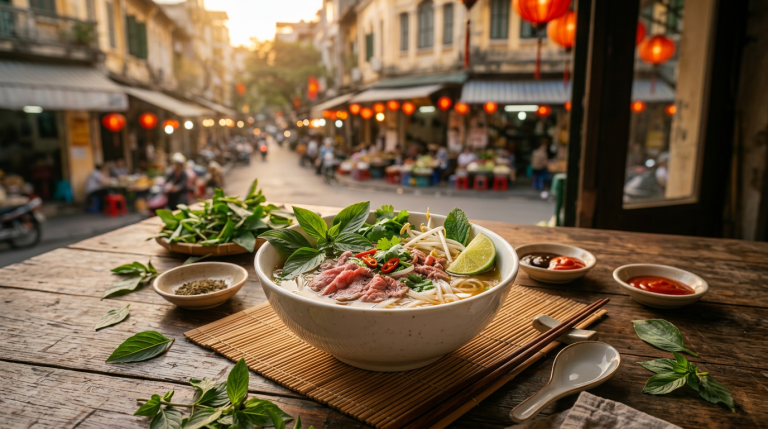Le phở bò traditionnel soupe vietnamienne.