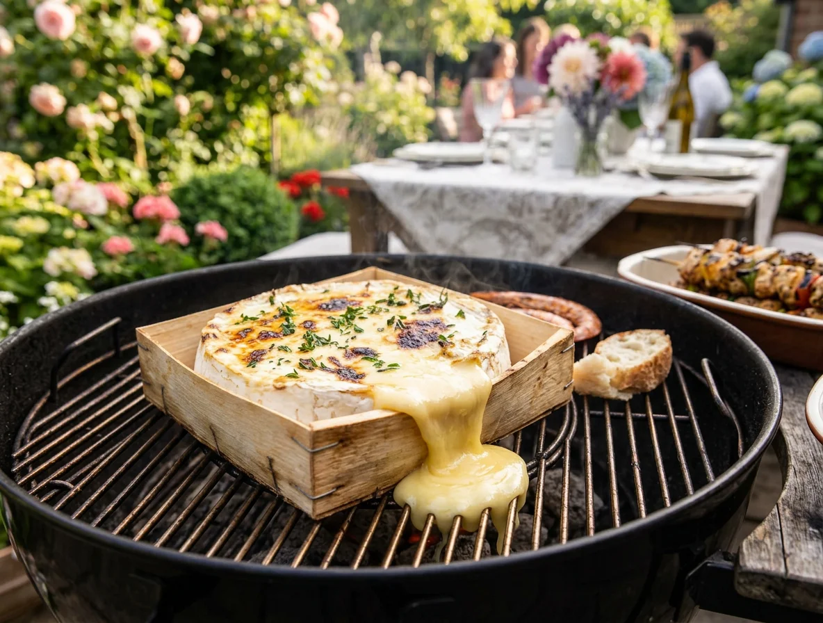 Camembert au barbecue fondu et doré