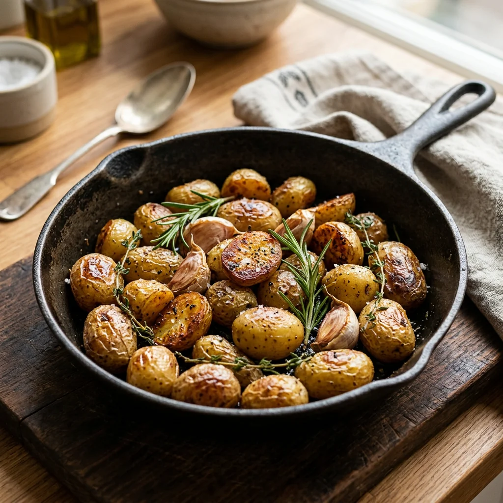 Pommes de terre grenaille rôties au four avec ail et herbes