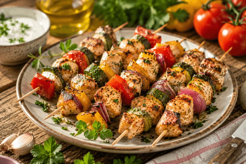 brochettes de poulet marinées
