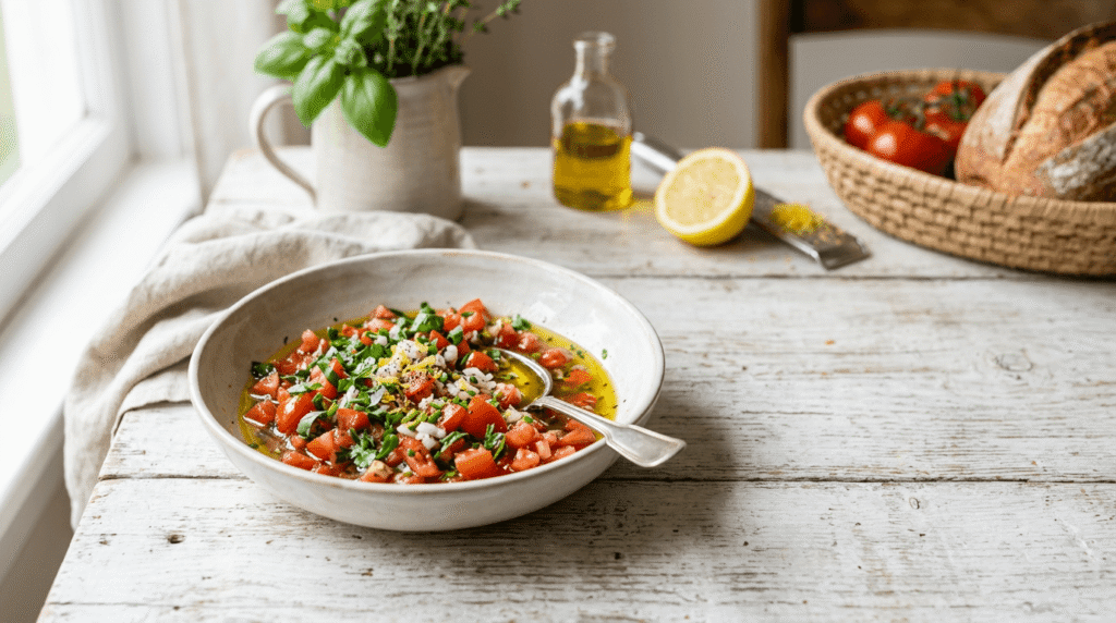 Sauce vierge aux tomates et herbes fraîches