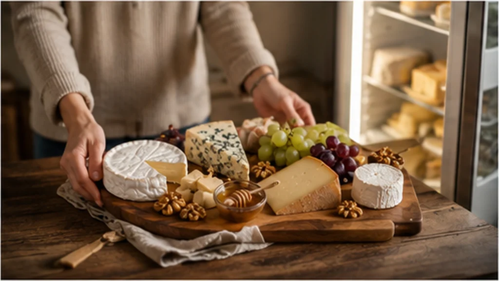 Préparation d’une planche de fromages après leur sortie du réfrigérateur