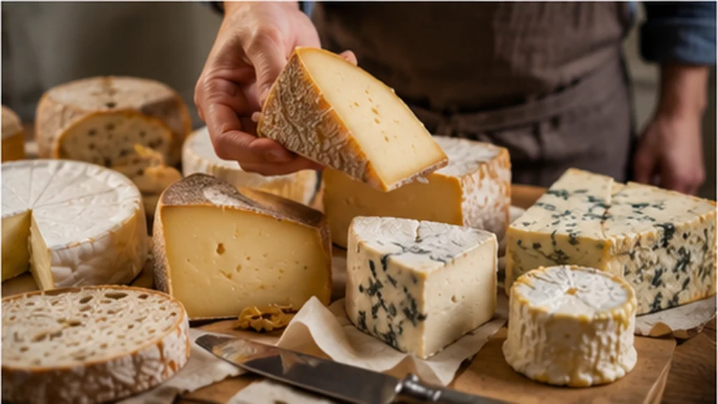 Sélection de fromages à pâte molle, pâte pressée, chèvre et fromage bleu
