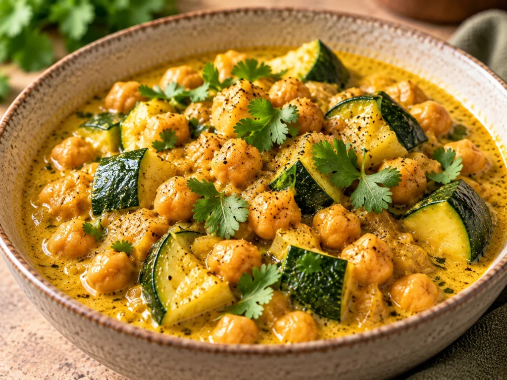 Curry de pois chiches aux courgettes crémeux et lait de coco