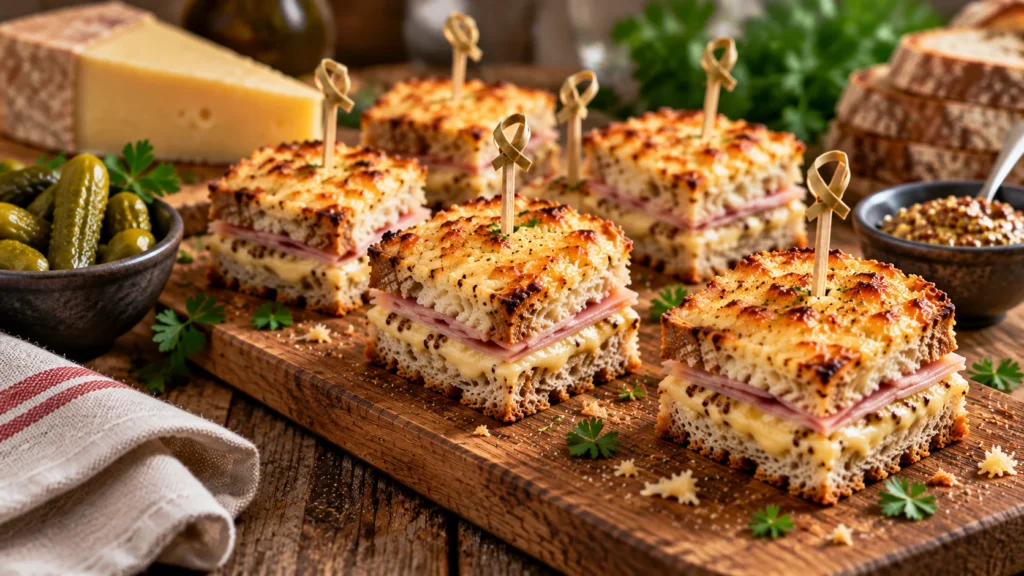 Mini croque-monsieur apéritif au Comté et pain de campagne